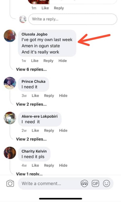 Facebook Testimonial